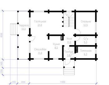 Проект деревянного дома 3-25